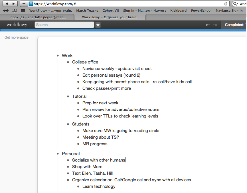 Workflowy, Part 2: The Teacher Version